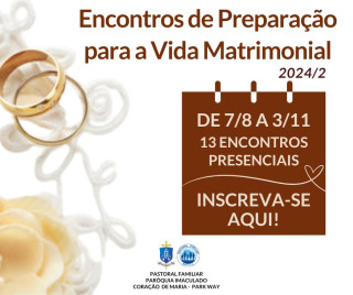 Inscrições abertas: nova turma para os Encontros de Preparação para a Vida Matrimonial